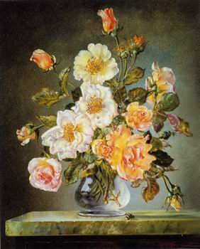 Floral, beautiful classical still life of flowers.135